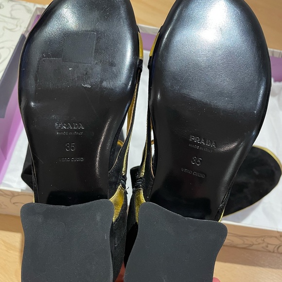 Prada boot sandals suede gold and black size 35 - Picture 3 of 5